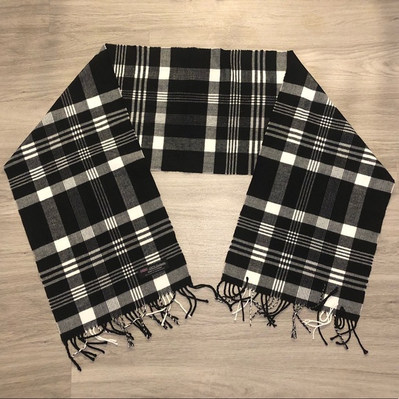 Accessories - B&W Plaid Cashmere Scarf